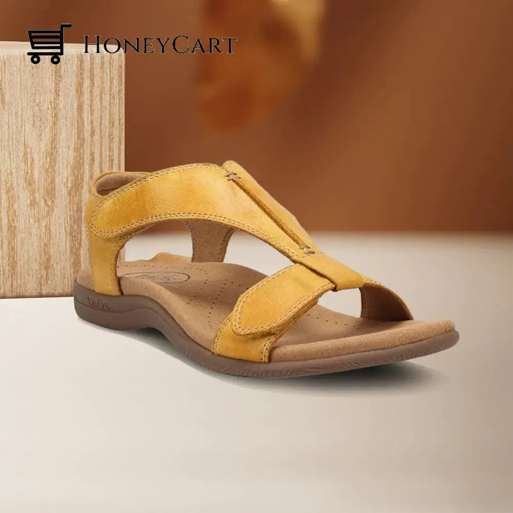Platform Wedge Velcro Strap Sandals Yellow / 35