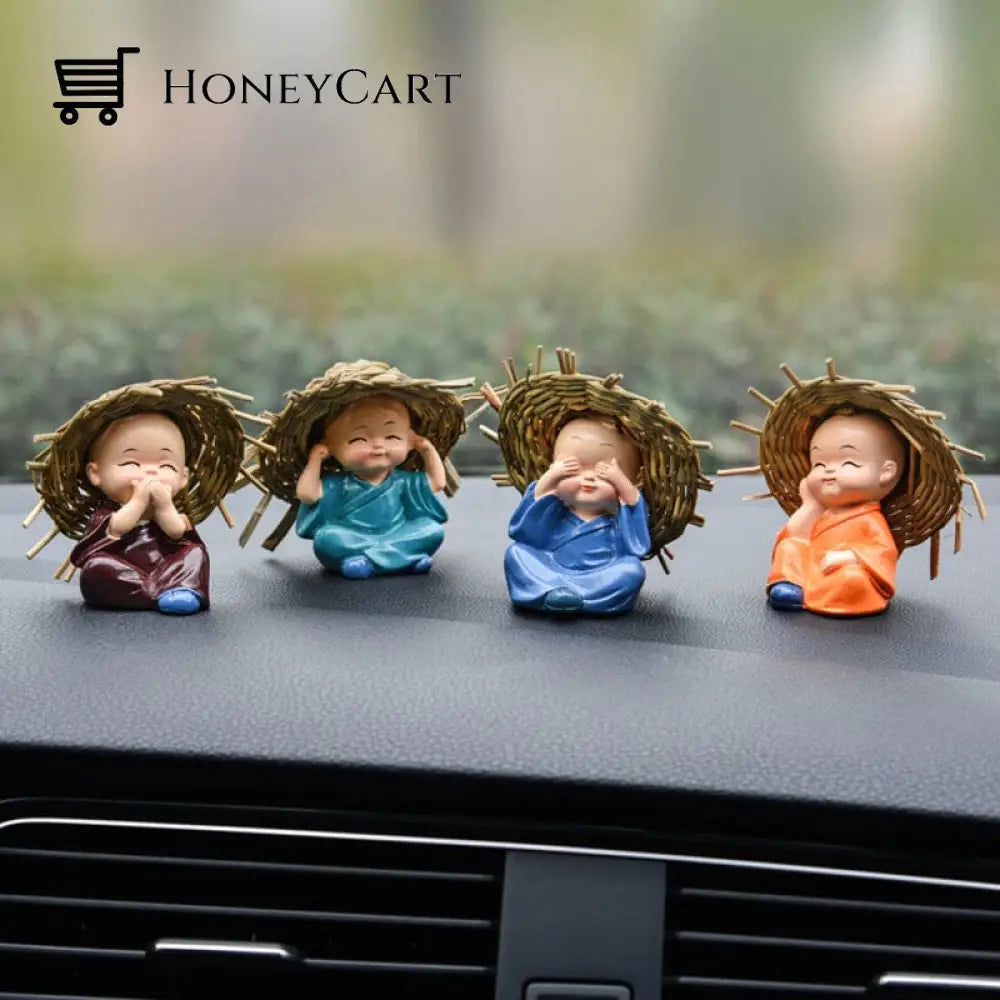 Polyresin Baby Hat Monk Buddha Idols (4Pcs)