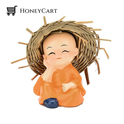 Polyresin Baby Hat Monk Buddha Idols (4Pcs)