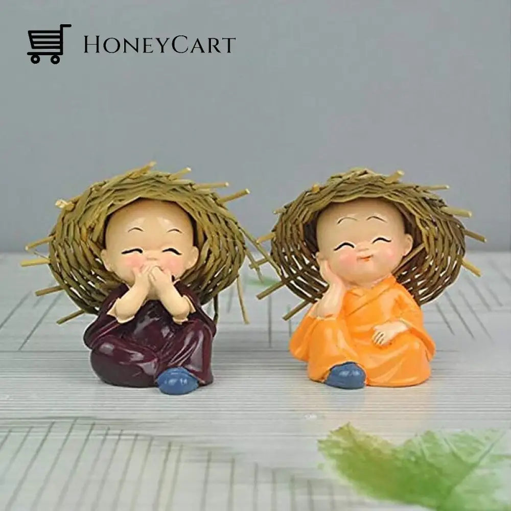 Polyresin Baby Hat Monk Buddha Idols (4Pcs)