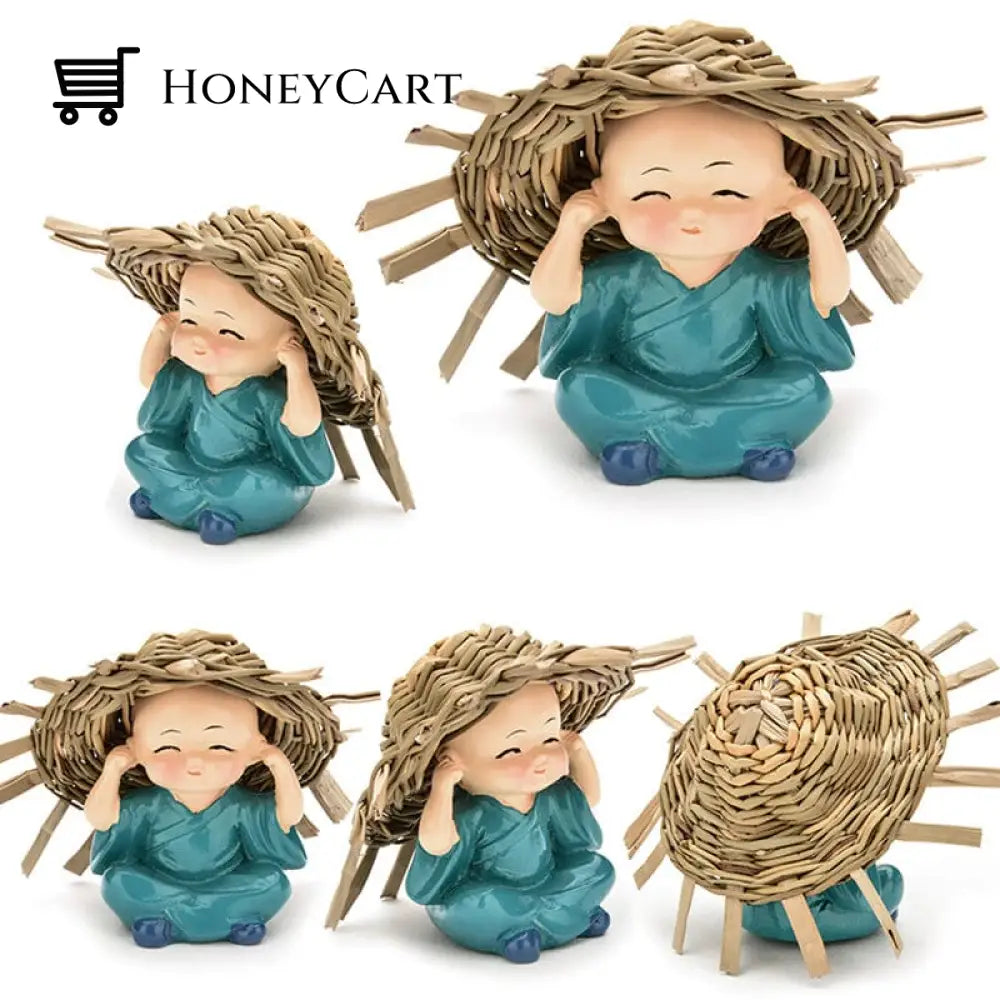 Polyresin Baby Hat Monk Buddha Idols (4Pcs)