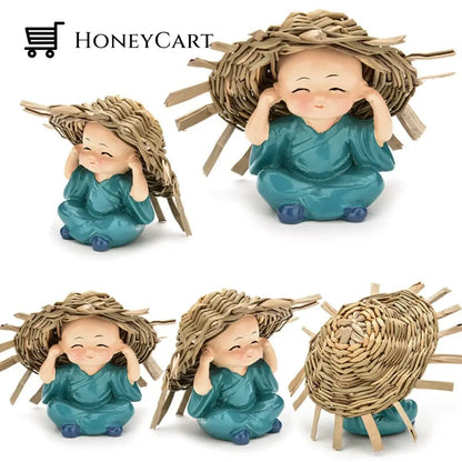 Polyresin Baby Hat Monk Buddha Idols (4Pcs)