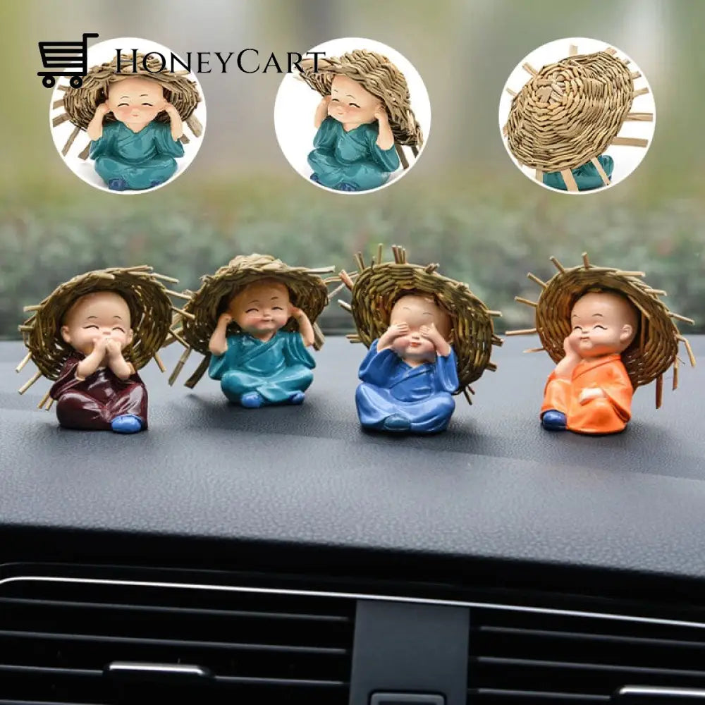 Polyresin Baby Hat Monk Buddha Idols (4Pcs)