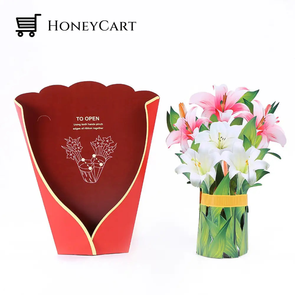 Pop Up Flower Bouquet Greeting Card50% Off Lilies Household & Accessories