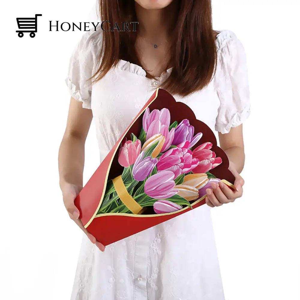 Pop Up Flower Bouquet Greeting Card50% Off Tulips Household & Accessories