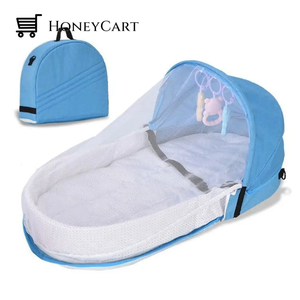 Portable Baby Bed Crib Blue