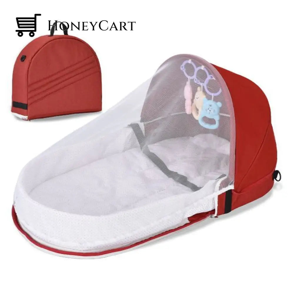 Portable Baby Bed Crib Red