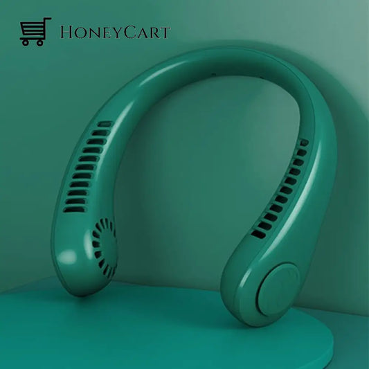 Portable Bladeless Neck Fan-Usb Charging Personal Hanging Fan Green Wjj-Fan