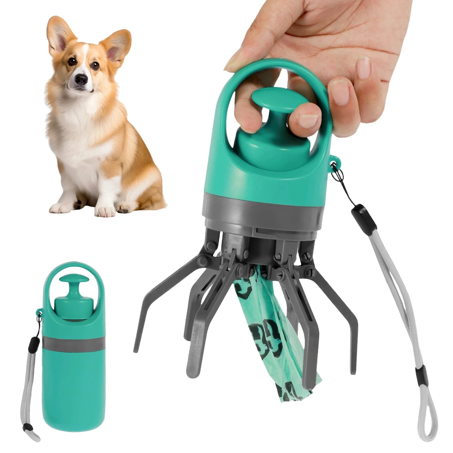 Portable Dog Pooper Scooper – Essential Pet Waste Cleaner with Claw Design and Garbage Bag Dispenser