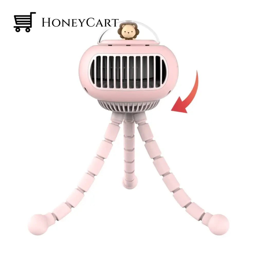 Portable Flexible Cute Baby Stroller Fan Pink Fans