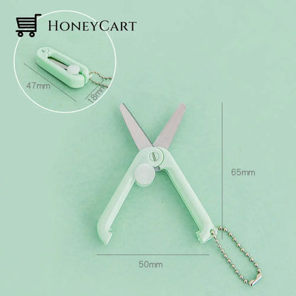 Portable Folding Scissors Green Plastic