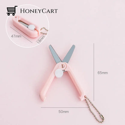 Portable Folding Scissors Pink Plastic