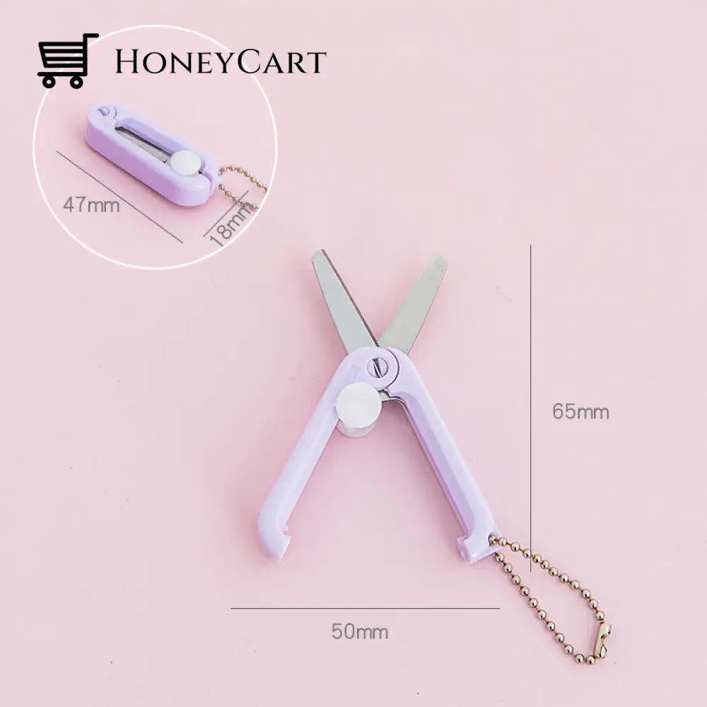 Portable Folding Scissors Purple Plastic