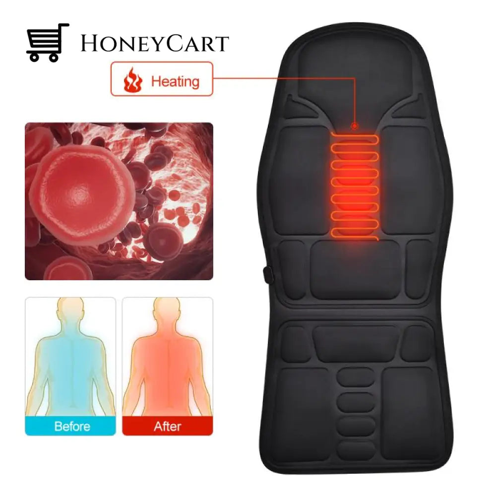 Portable Heated Vibrating Back Massager - Massage Chair Pad For Home Office Car Use Tech And