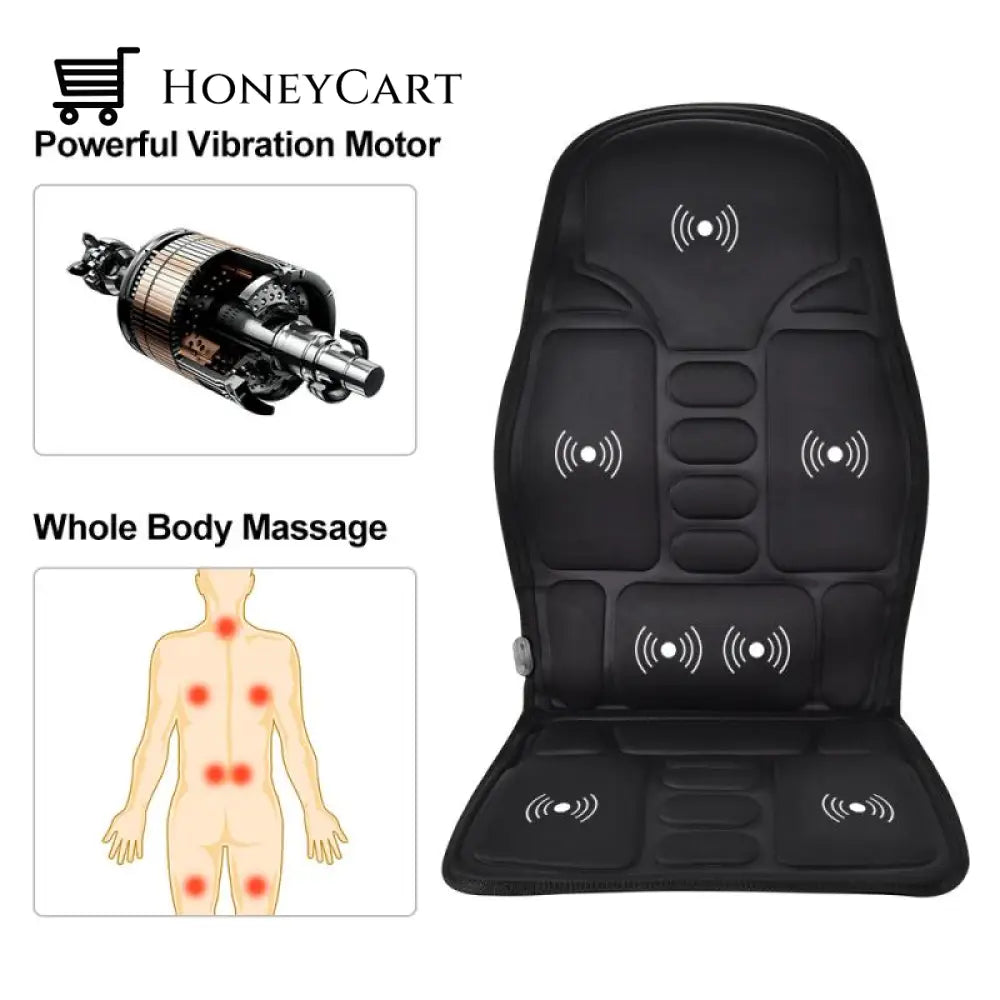 Portable Heated Vibrating Back Massager - Massage Chair Pad For Home Office Car Use Tech And