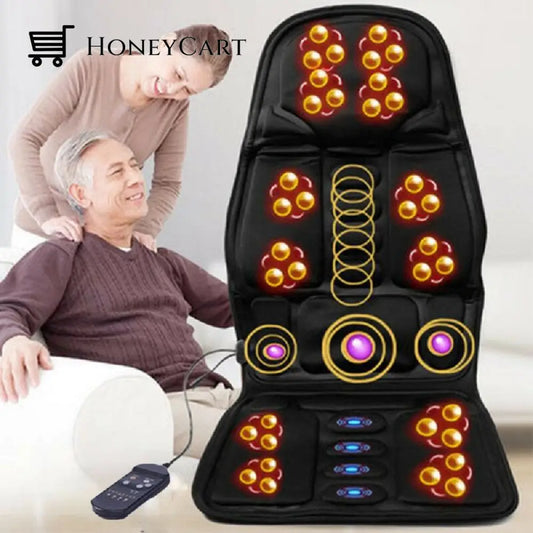 Portable Heated Vibrating Back Massager - Massage Chair Pad For Home Office Car Use Tech And