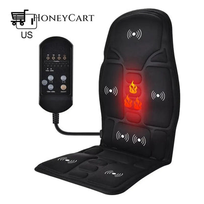 Portable Heated Vibrating Back Massager - Massage Chair Pad For Home Office Car Use Us Tech And