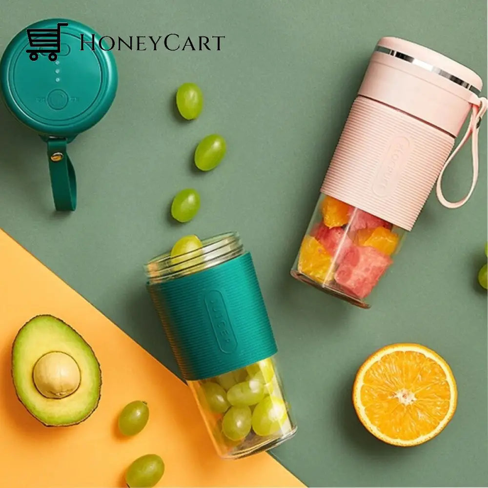 Portable Juicer Blender Cup Rechargeable Wireless Smoothie Squeezer - Pink Blue Green & White