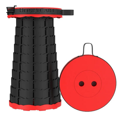 Portable Retractable Telescopic Collapsible Folding Stool Red