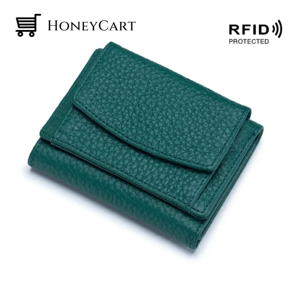 Premium Leather Wallet For Women Dark Green Tool