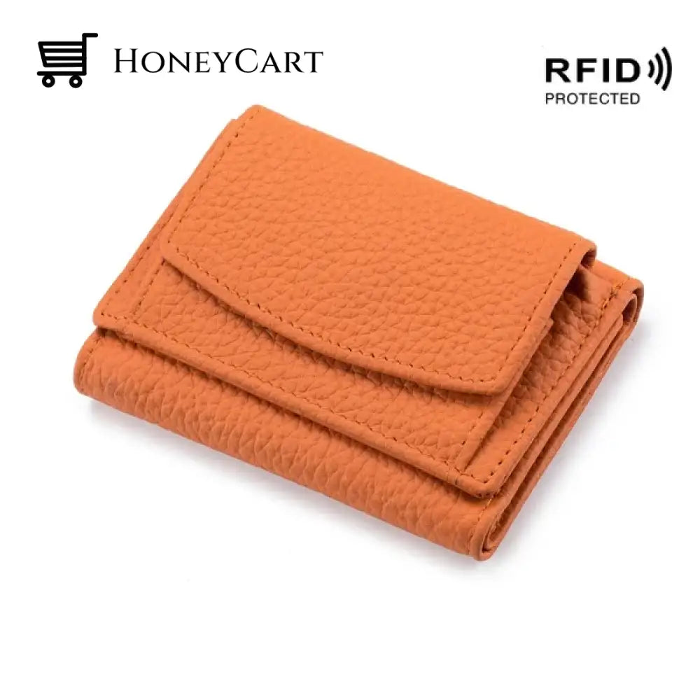 Premium Leather Wallet For Women Orange Tool