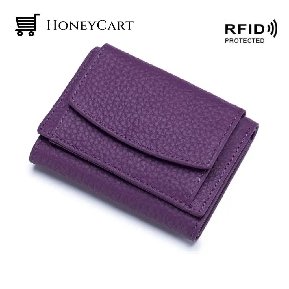 Premium Leather Wallet For Women Purple Tool