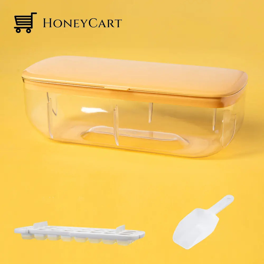 Press Type Ice Cube Maker Yellow / 24 Compartments