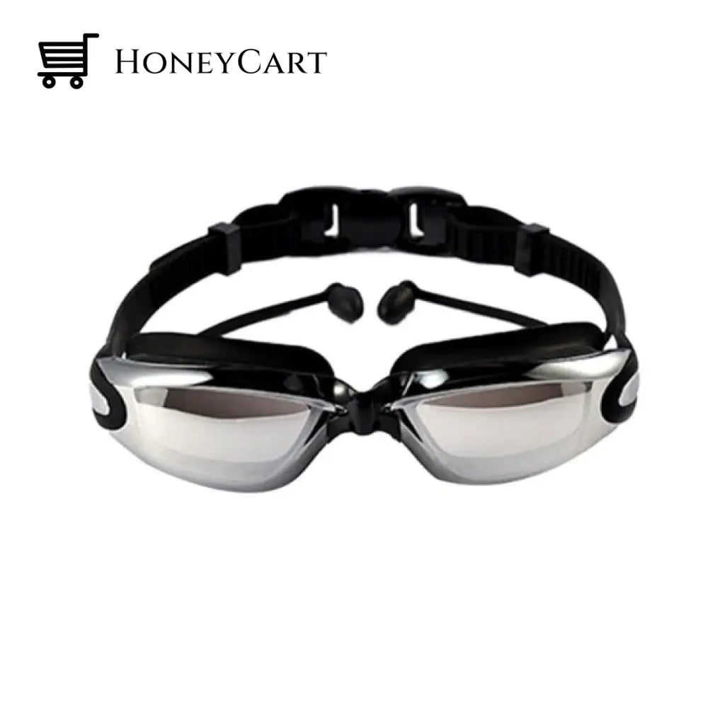 Pro-Hd Swim Goggles With Ear Plugs Black