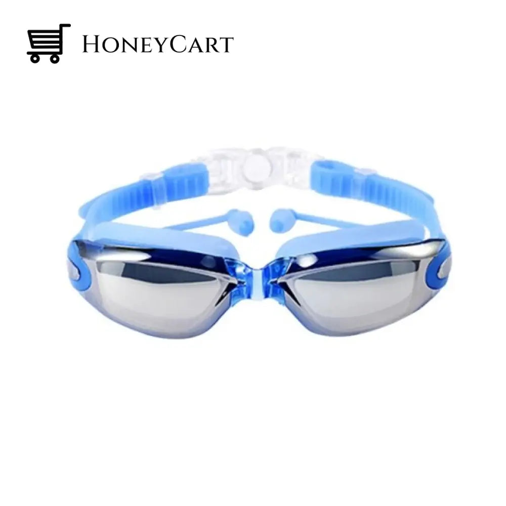 Pro-Hd Swim Goggles With Ear Plugs Blue