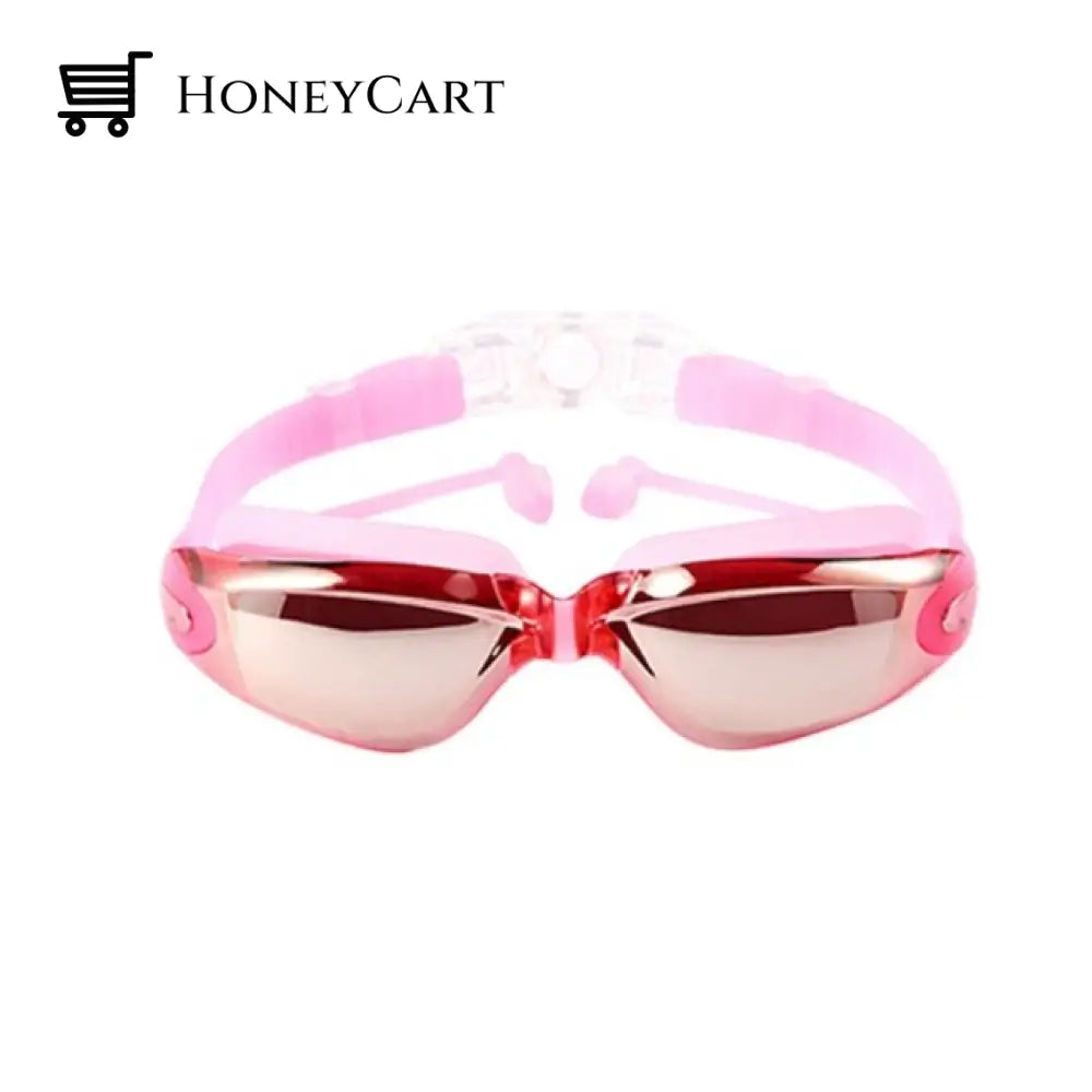 Pro-Hd Swim Goggles With Ear Plugs Pink
