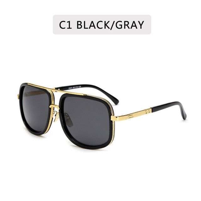 New Fashion Big Frame Sunglasses Men Square  Metal Sun Glasses Women Retro Sun Glasses Vintage High Quality Gafas Oculos De Sol