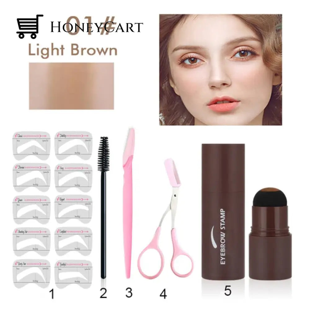 Professional Eyebrow Stamp Shaping Kit Light Brown Eye