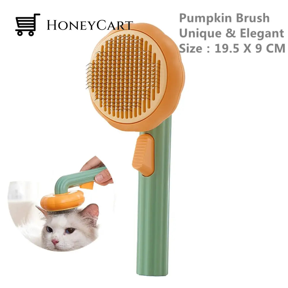 Pumpkin Pet Fur Brush Green