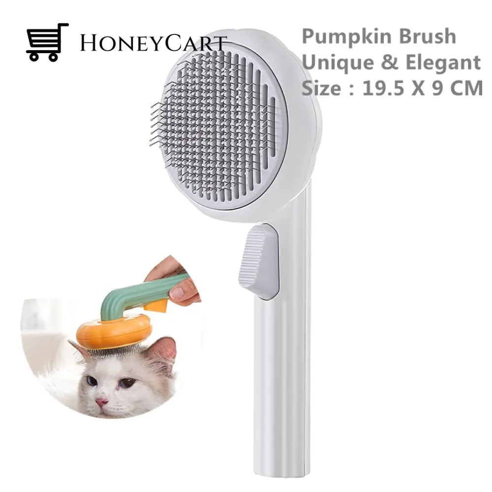 Pumpkin Pet Fur Brush White