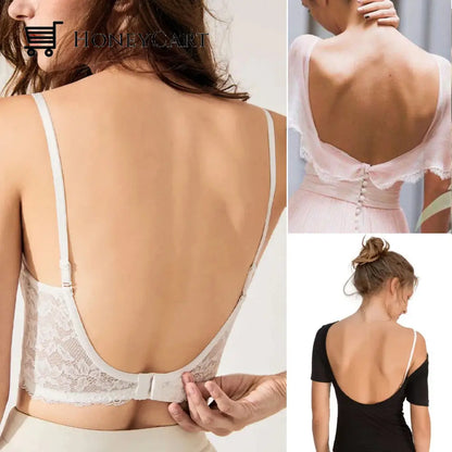 Push-Up Lace Backless Bra Support Low Back Wireless Lifting Bras