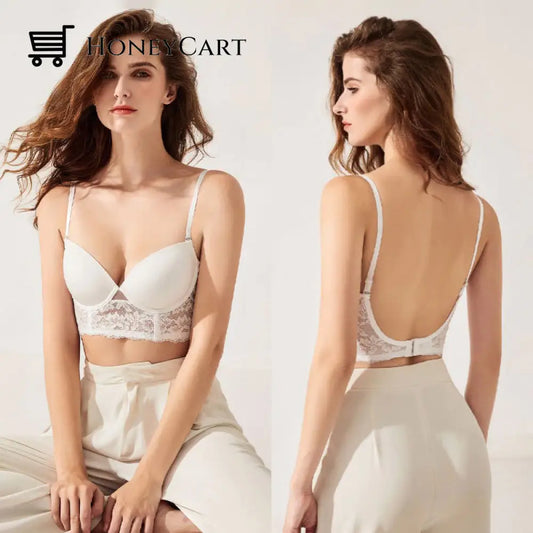 Push-Up Lace Backless Bra Support Low Back Wireless Lifting Bras