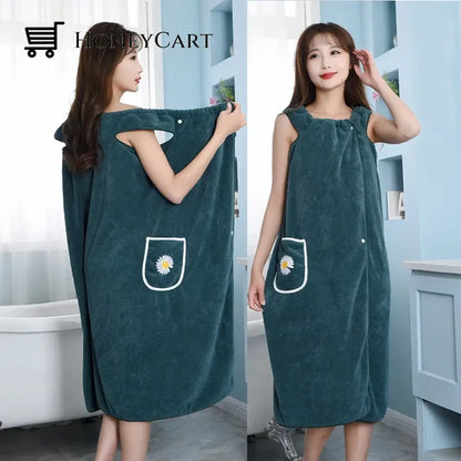Quick Dry Absorb Water Wearable Bathrobes Dark Green / 88155 Lbs; 40 ~70 Kg Tool