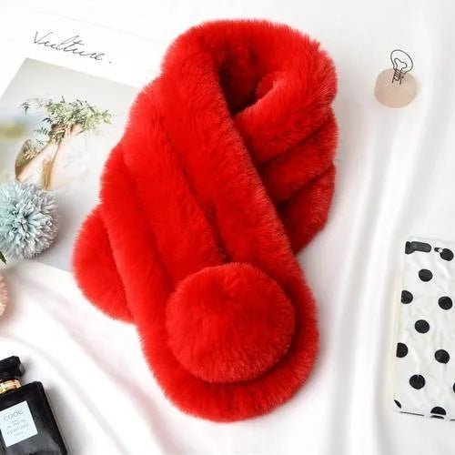 Rabbit Fur Scarf – Faux Fur Scarf , Cozy Winter Neck Warmer for Women