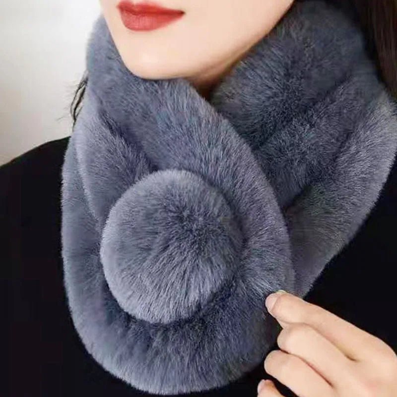 Rabbit Fur Scarf – Faux Fur Scarf , Cozy Winter Neck Warmer for Women