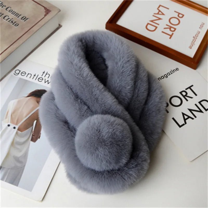 Rabbit Fur Scarf – Faux Fur Scarf , Cozy Winter Neck Warmer for Women