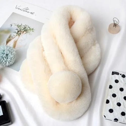 Rabbit Fur Scarf – Faux Fur Scarf , Cozy Winter Neck Warmer for Women