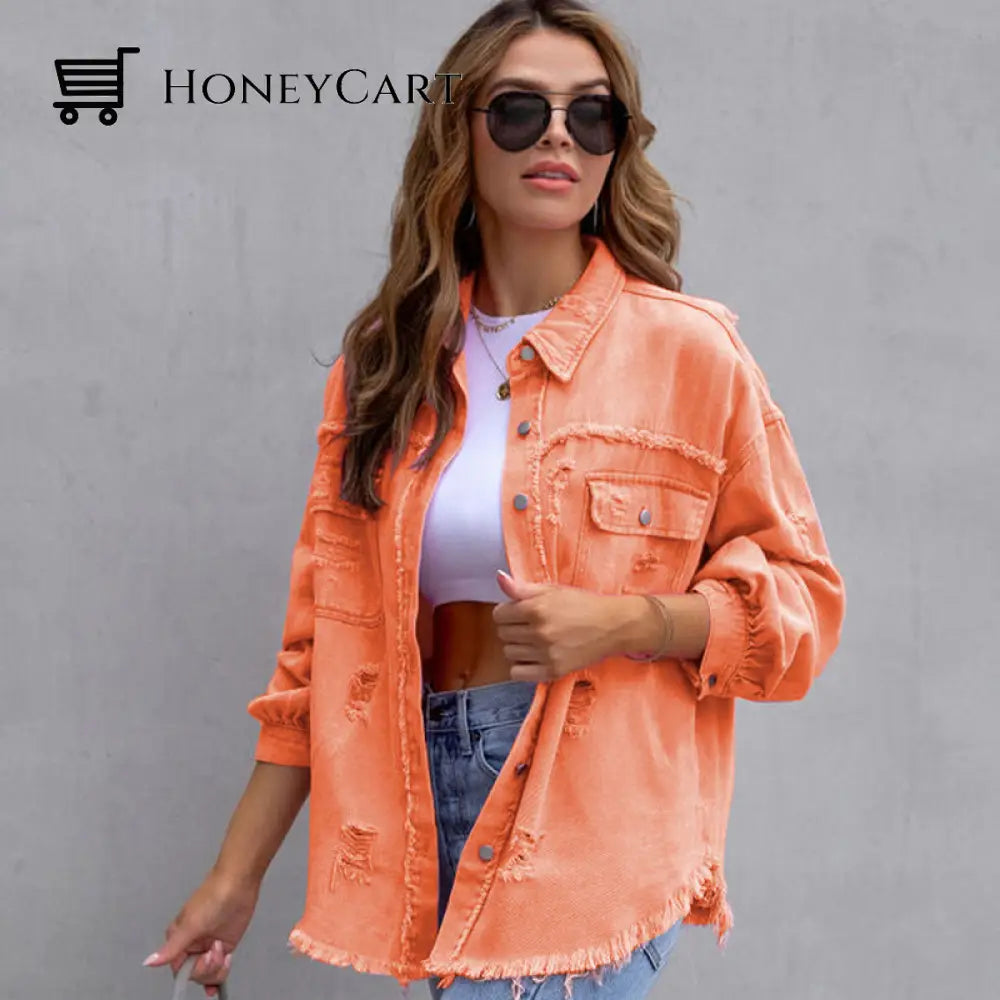 Relaxed Fit Denim Jacket Orange / S