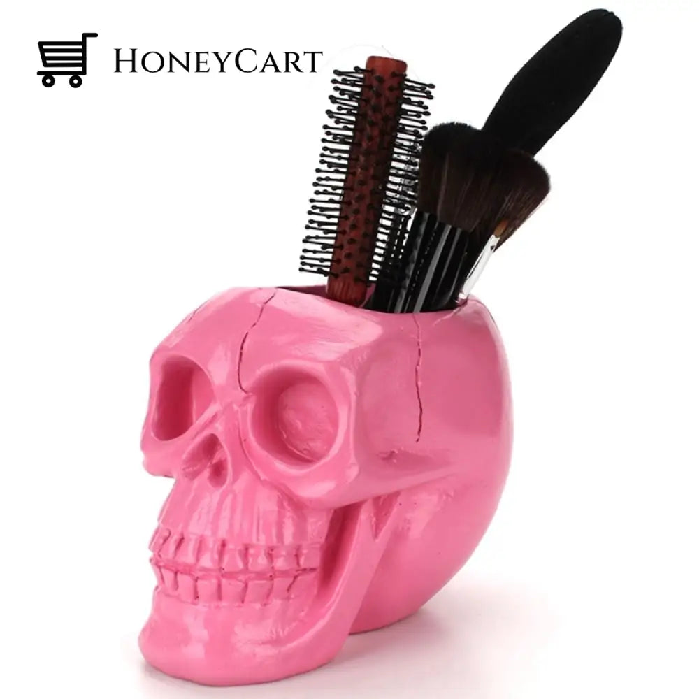 Resin Black Skull Makeup Organizer Desk Organizers