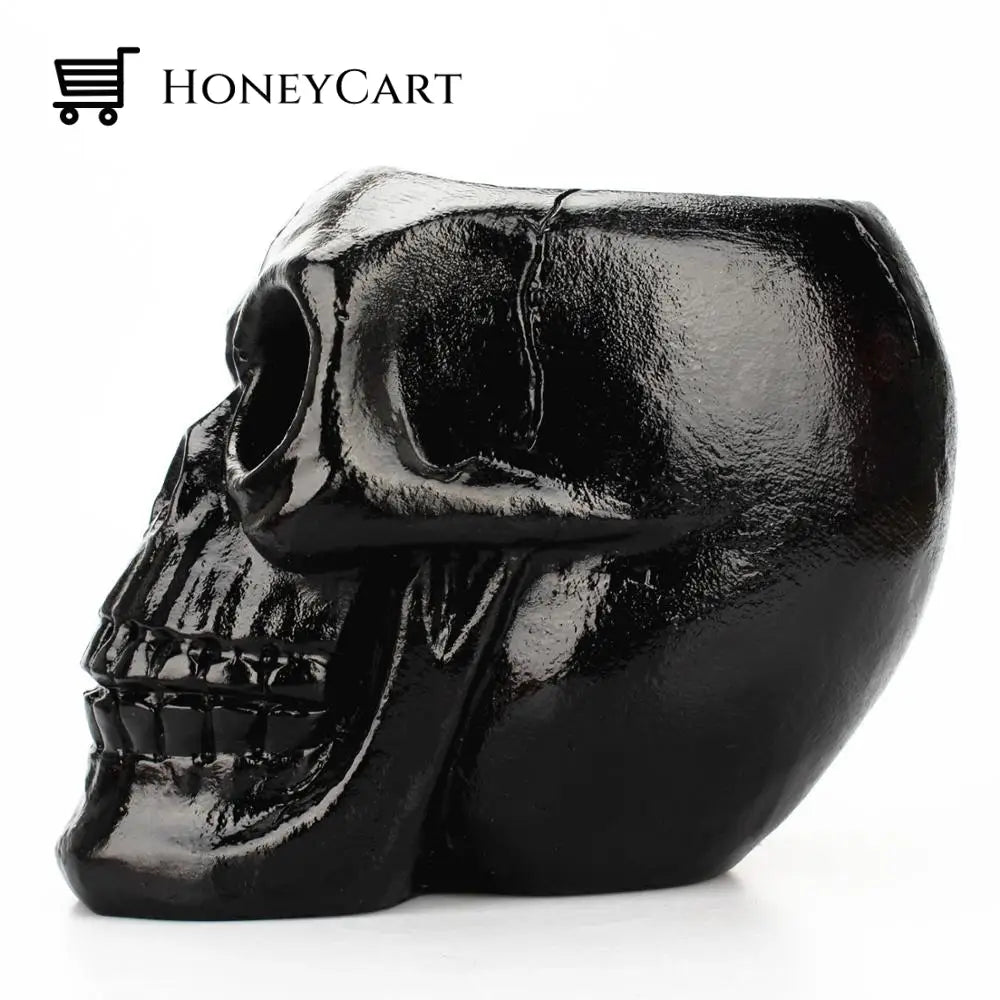 Resin Black Skull Makeup Organizer Desk Organizers