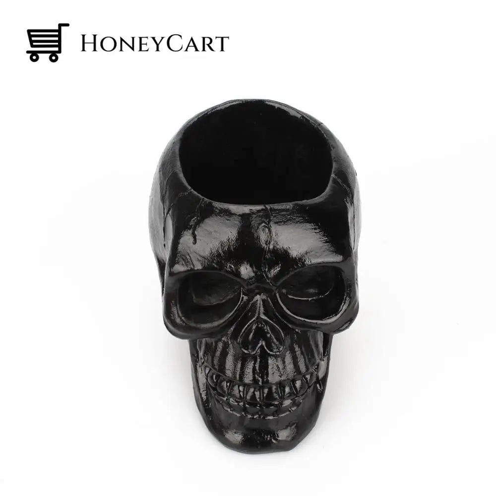 Resin Black Skull Makeup Organizer Desk Organizers