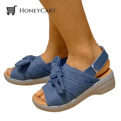 Retro Buttefly Bow-Knot Wedges Slingback Chaussure Sandals For Women