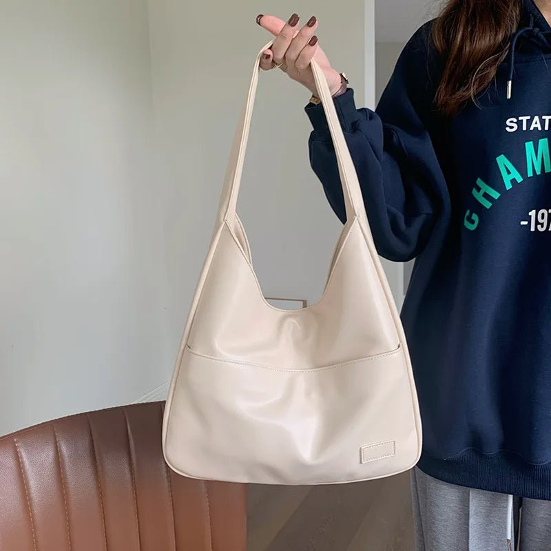 Retro-Chic Leather Shoulder Tote Bag for Women