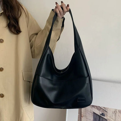 Retro-Chic Leather Shoulder Tote Bag for Women