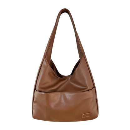 Retro-Chic Leather Shoulder Tote Bag for Women