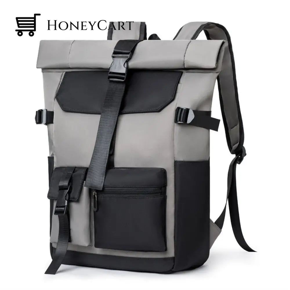 Rollup Waterproof Large Capacity Backpack Gray